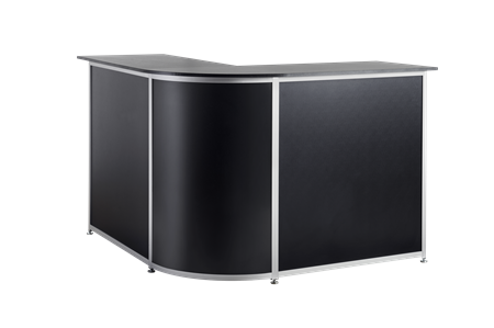 Disk i vinkel med rundat hörn, höjd 1100mm, svart